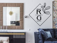 Load image into Gallery viewer, Monogram Sticker Business Logo Door Decal Flower Monogram Vinyl Decals Window Decal Office Wall Art Minimal Decor Realtor Logo Boutique Logo