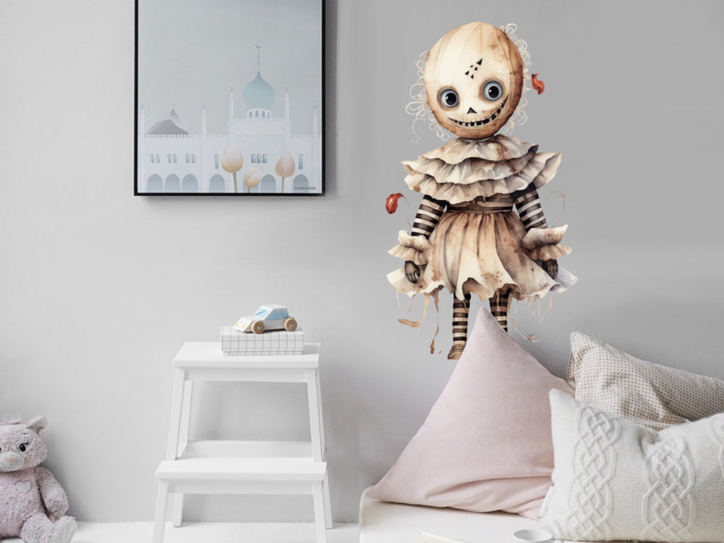 Gothic Halloween Decal - Scary Pumpkin Design for Spooky Season