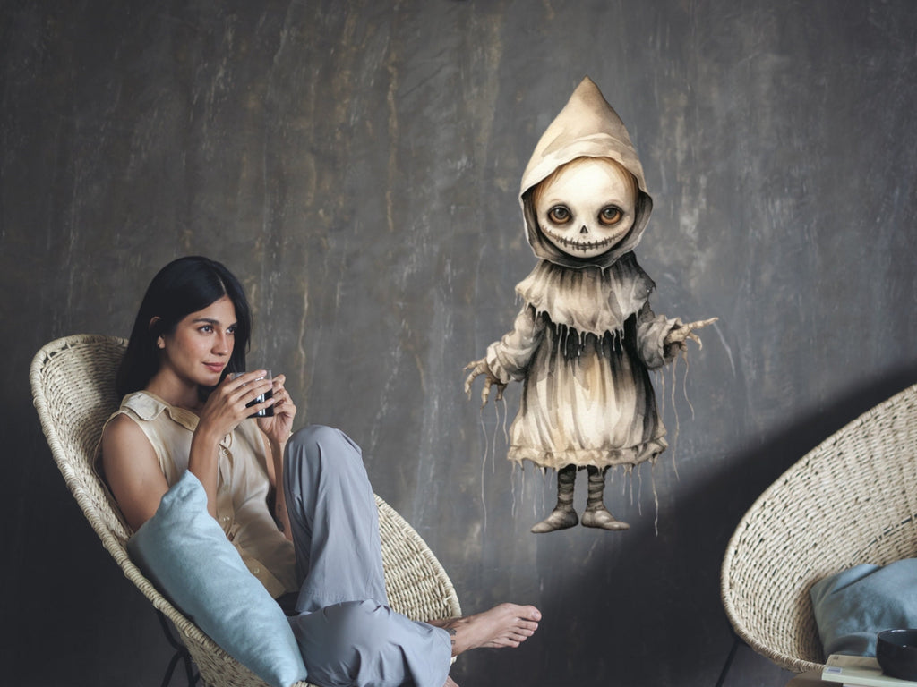 Spook-tacular Creepy Doll Halloween Decal - Perfect for Haunting Decorations!
