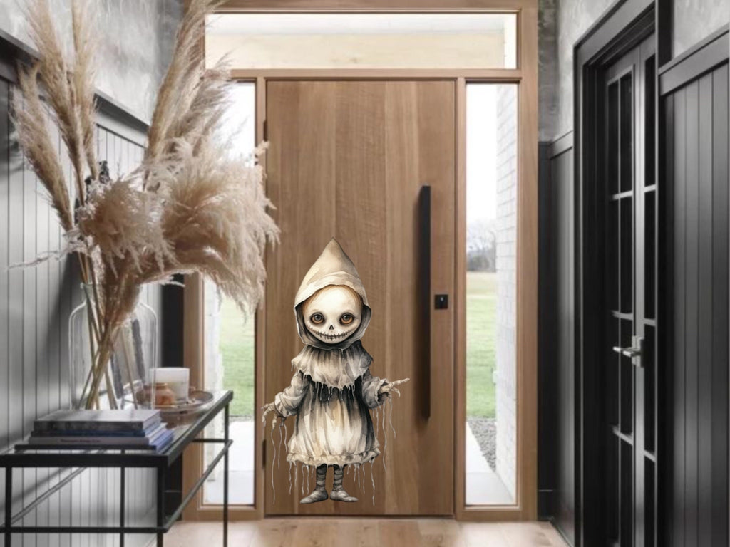 Spook-tacular Creepy Doll Halloween Decal - Perfect for Haunting Decorations!