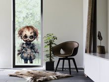 Load image into Gallery viewer, Spooky and Stylish Halloween Goth Doll Sticker for Window - Perfect for adding a touch of darkness to your house party!
