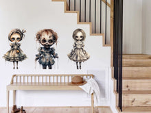 Load image into Gallery viewer, Spooky and Stylish Halloween Goth Doll Sticker for Window - Perfect for adding a touch of darkness to your house party!