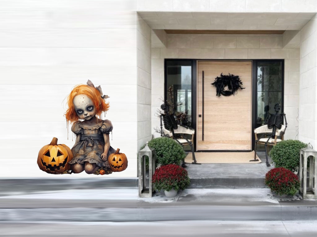 Creepy Cute Halloween Goth Doll Sticker - Bring some gothic flair to your journals, laptops, and more!