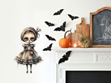 Load image into Gallery viewer, Spooky Halloween Doll Wall Decal - Creepy and Cute Goth Decor - Creepy Silhouette Stickers for Doors &amp; Garage Scary Holiday Wall Art
