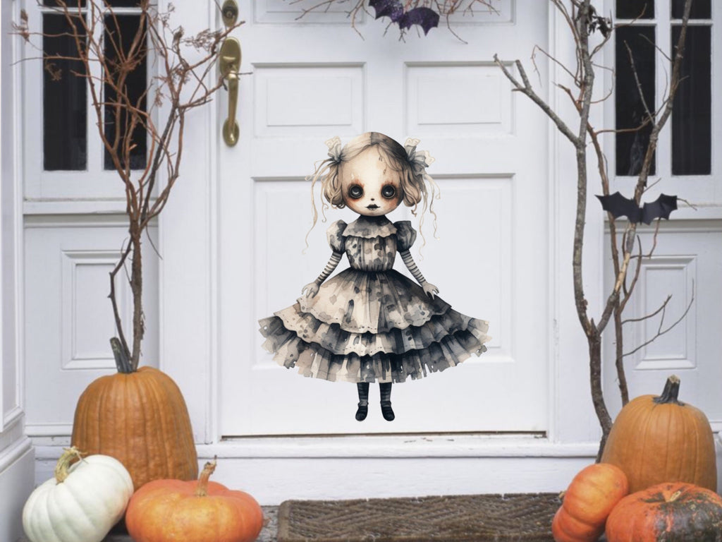 Spooky Decorations, Fall Decals Porch Decor, Halloween Sticker, Scary Doll Decor, Halloween Party Decor, Haunted Decor, Spooky, Scary