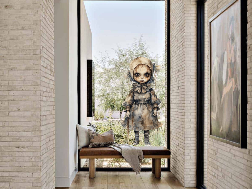 Spooky Front Door decor, Fall Decals Porch Decor, Halloween Sticker, Scary Doll Decor, Halloween Party Decor, Haunted Decor, Spooky, Scary