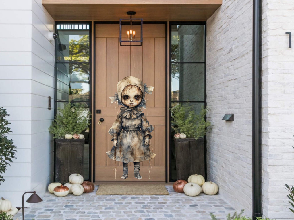 Spooky Front Door decor, Fall Decals Porch Decor, Halloween Sticker, Scary Doll Decor, Halloween Party Decor, Haunted Decor, Spooky, Scary