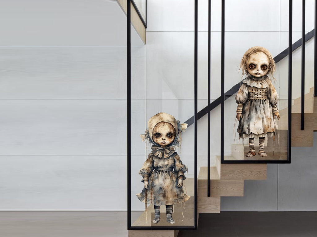 Spooky Front Door decor, Fall Decals Porch Decor, Halloween Sticker, Scary Doll Decor, Halloween Party Decor, Haunted Decor, Spooky, Scary