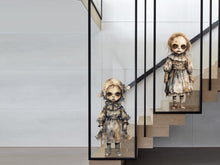 Load image into Gallery viewer, Spooky Front Door decor, Fall Decals Porch Decor, Halloween Sticker, Scary Doll Decor, Halloween Party Decor, Haunted Decor, Spooky, Scary