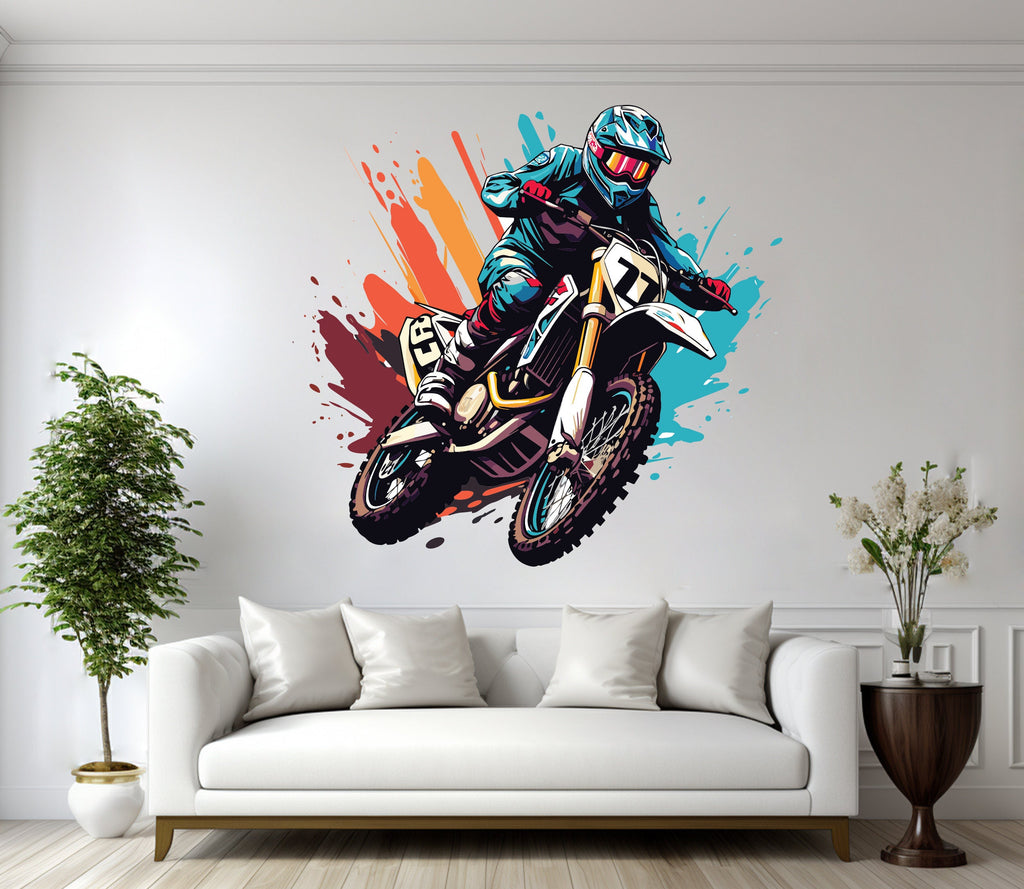 Motocross Wall Decor, Motocross Wall Decals, Ride Wall Art, Stickers Bedroom Motocross Wall Vinyl Nursery Wall Decals Art 004RS