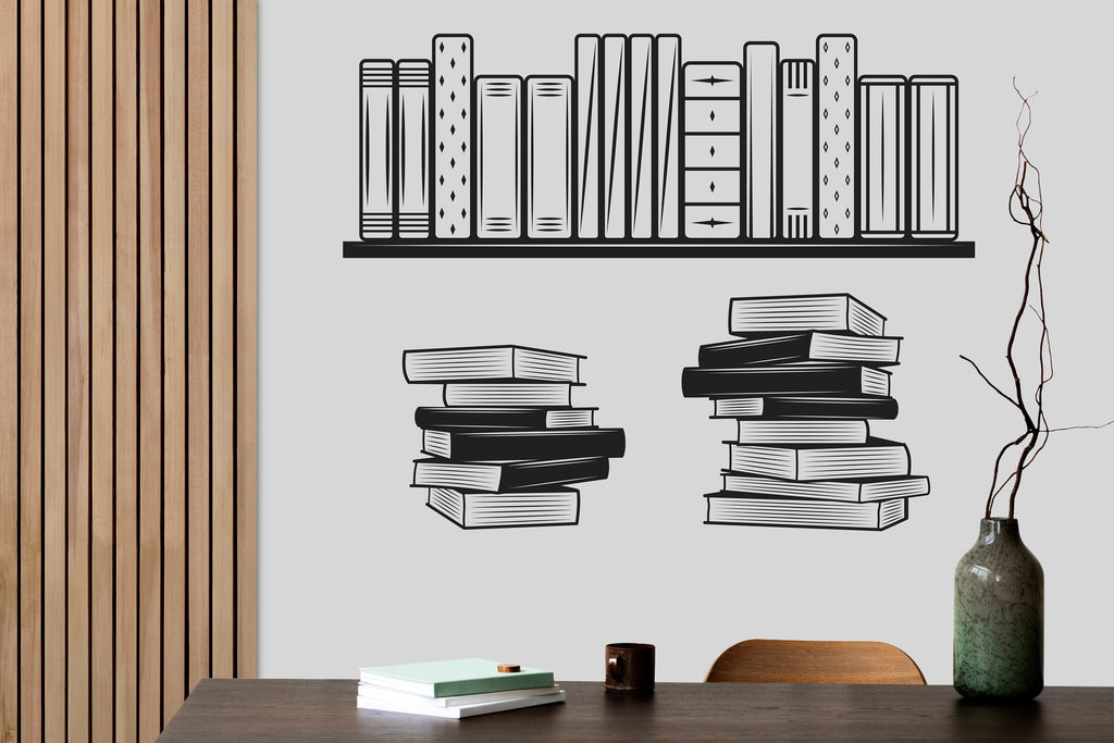 Library vinyl wall art decals, book shelves decor, library wall decal, education decals, reading room, nurseries, school, kids gifts 001LU