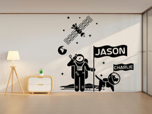 Load image into Gallery viewer, Custom name Astronaut and Dog wall decal, Space dog wall art decal, Astronaut room wall decor, Nursery, Space wall art decor, Playroom 006LU