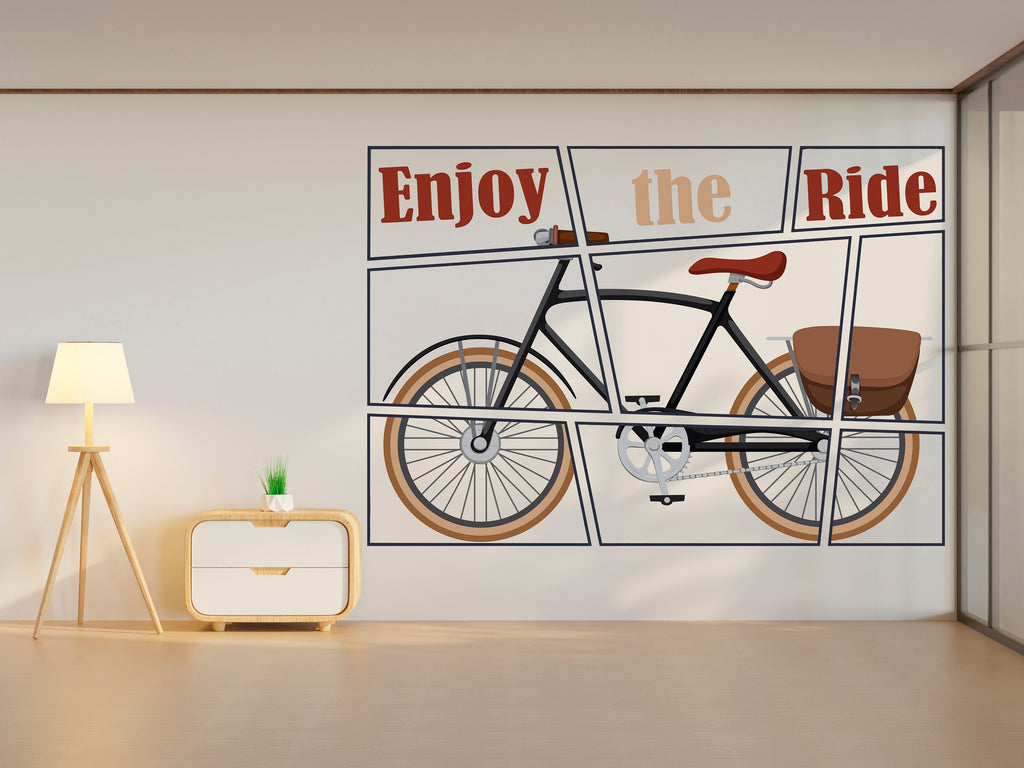 Bicycle wall decal, Bicycle wall art vinyl, Vintage bicycle decor, Retro wall art decal, living room wall decoration, cyclist gifts 008LU