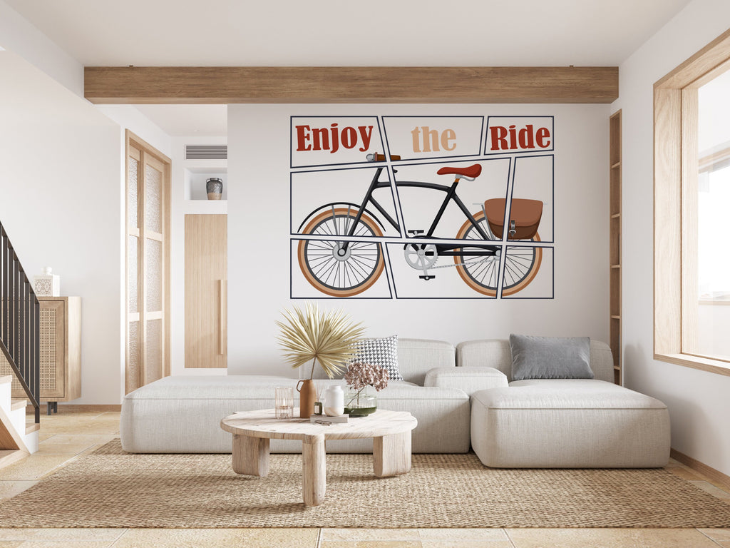 Bicycle wall decal, Bicycle wall art vinyl, Vintage bicycle decor, Retro wall art decal, living room wall decoration, cyclist gifts 008LU