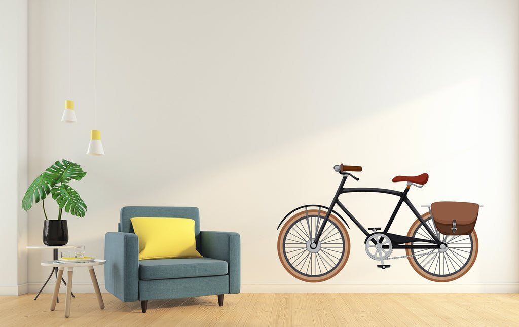 Bicycle wall decal, Bicycle wall art vinyl, Vintage bicycle decor, Retro wall art decal, living room wall decoration, cyclist gifts 008LU