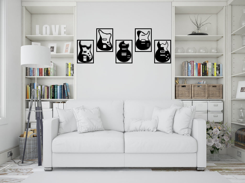 Guitar wall decal, Guitar wall sticker, Guitar wall art, Music gifts wall art, Music stylish decoration, Music studio wall vinyl decor 012LU