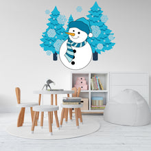 Load image into Gallery viewer, Snowman Winter Tree Christmas Wall Decal - Christmas Wall Sticker - Vinyl Decal Christmas Sticker - Snowman Stickers - Snowman Decals 023LU