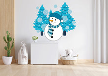 Load image into Gallery viewer, Snowman Winter Tree Christmas Wall Decal - Christmas Wall Sticker - Vinyl Decal Christmas Sticker - Snowman Stickers - Snowman Decals 023LU