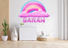 Load image into Gallery viewer, Girls Rainbow Wall Decal, Girls Name Wall Decal, Rainbow Art Kids Room, Rainbow Wall Sticker, Toddler Bedroom Decor, Teen Girl Room 025LU