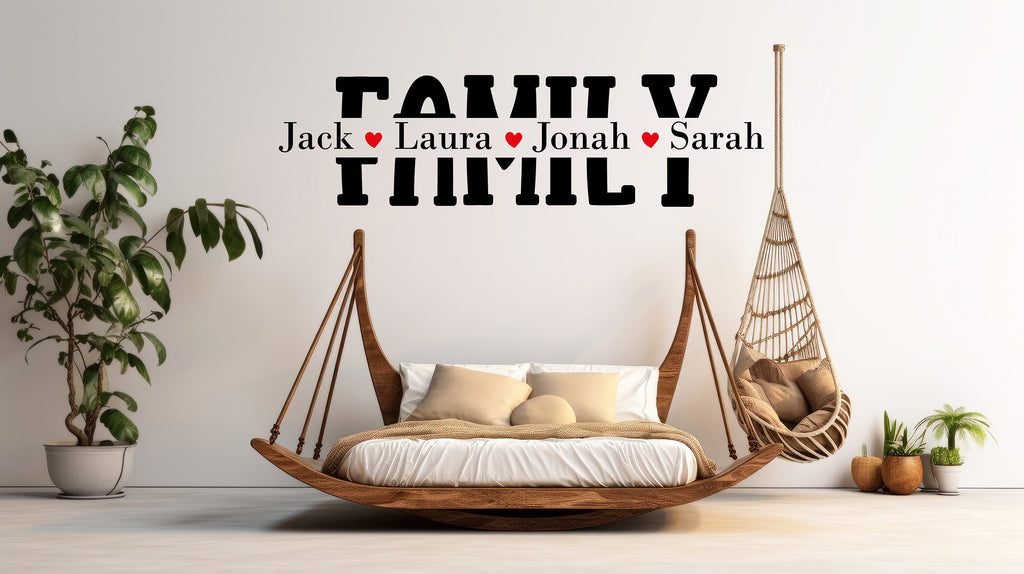 Personalized Family Names Wall Decal - Custom Family Names Vinyl Wall Sticker - Family Wall Sign Monogram - Vinyl Lettering Wall Decor 030LU