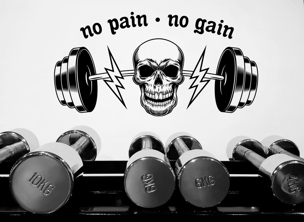 No Pain No Gain Gym Wall Decor Fitness Wall Art Skull Gym Wall Decals Crossfit Wall Decal Crossfit Gifts Home Gym Wall Sticker Gym 031LU