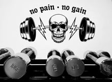 Load image into Gallery viewer, No Pain No Gain Gym Wall Decor Fitness Wall Art Skull Gym Wall Decals Crossfit Wall Decal Crossfit Gifts Home Gym Wall Sticker Gym 031LU