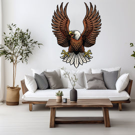 US Flag Decal, Bald Eagle USA Flag Wall Sticker, Patriotic Home Decor, Wings Of The American Flag Vinyl Wallpaper, American Symbol Art 026RS