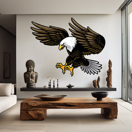US Flag Decal, Bald Eagle USA Flag Wall Sticker, Patriotic Home Decor, Wings Of The American Flag Vinyl Wallpaper, American Symbol Art 029RS