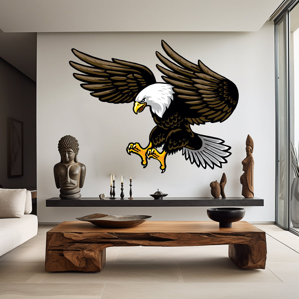 US Flag Decal, Bald Eagle USA Flag Wall Sticker, Patriotic Home Decor, Wings Of The American Flag Vinyl Wallpaper, American Symbol Art 029RS
