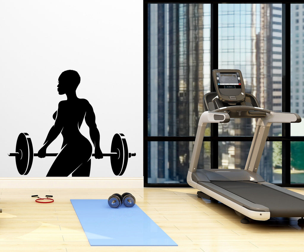 Afro American Fitness Wall Decal Afro Girl Workout Wall Decal Gym Wall Decor Motivational Quote Wall Decal Afro Woman wall art vinyl 048LU
