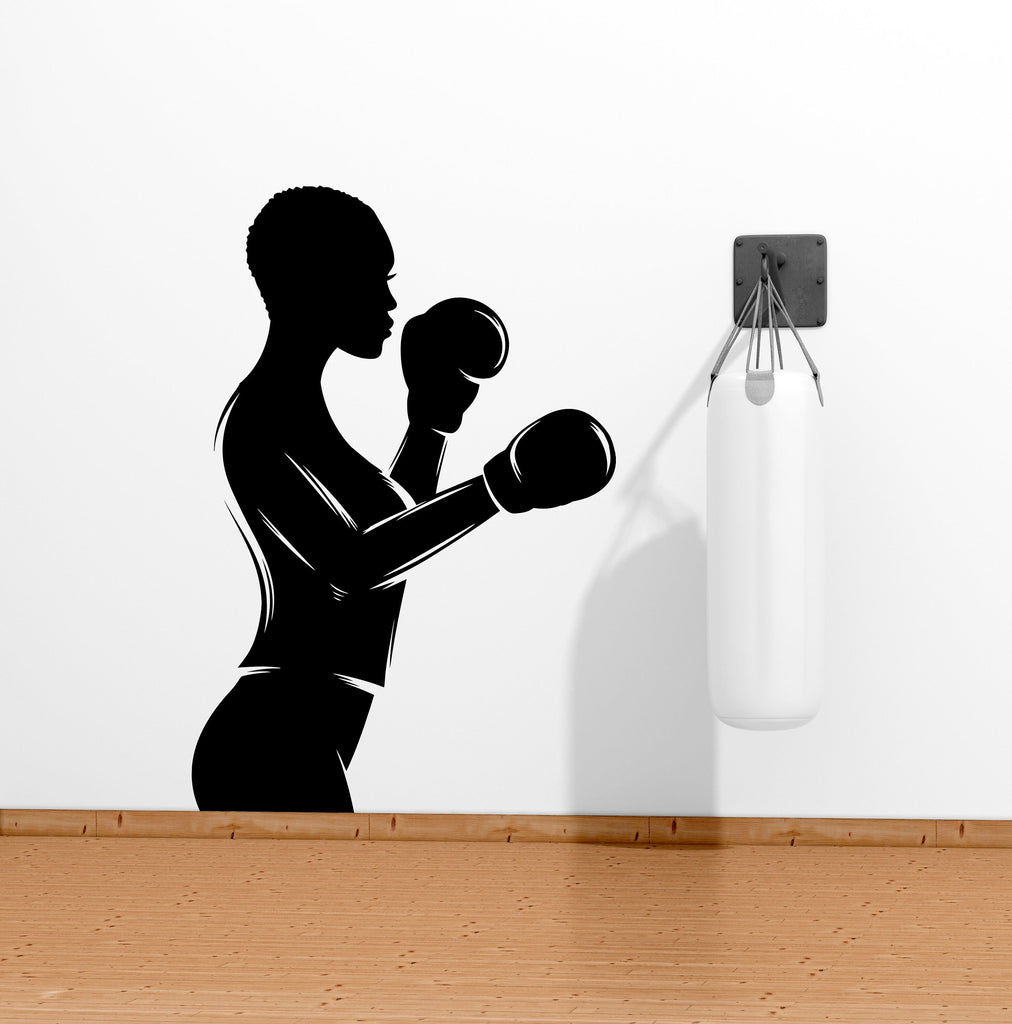 Afro American Fitness Wall Decal Afro Girl Workout Wall Decal Gym Wall Decor Motivational Quote Wall Decal Afro Woman wall art vinyl 053LU