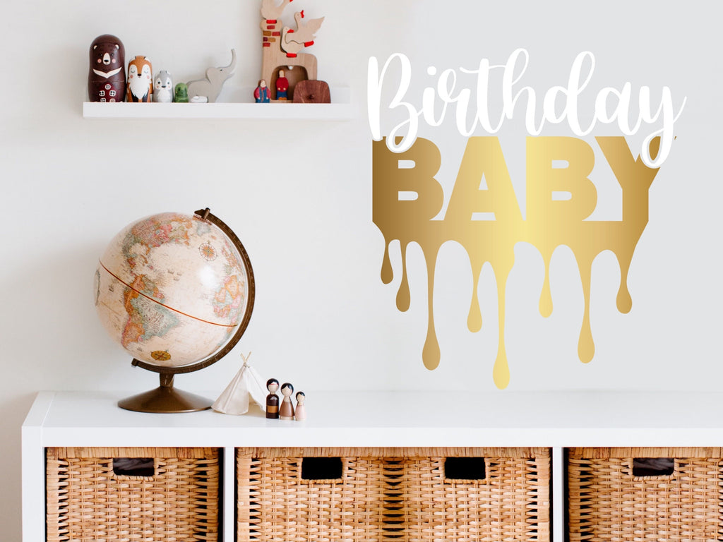 Birthday baby decor, birthday girl decor, birthday boy wall decor, birthday party decor, gold decals, birthday party decorations, glam decor