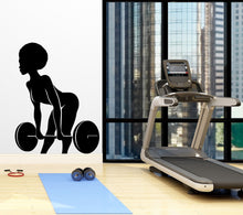 Load image into Gallery viewer, Afro American Fitness Wall Decal Afro Girl Workout Wall Decal Gym Wall Decor Motivational Quote Wall Decal Afro Woman wall art vinyl 058LU