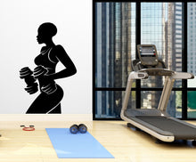 Load image into Gallery viewer, Afro American Fitness Wall Decal Afro Girl Workout Wall Decal Gym Wall Decor Motivational Quote Wall Decal Afro Woman wall art vinyl 068LU