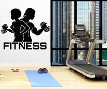 Load image into Gallery viewer, Afro Girl and Boy Workout Wall Decal Afro American Fitness Wall Decal Gym Wall Decor Motivational Wall Decal Afro Woman wall art vinyl 071LU