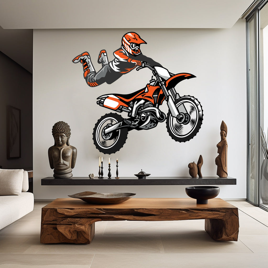 Motocross Wall Decal Dirt Bike Rider Wall Sticker Motorcycle Wall Decor Wall Stickers Nursery Bedroom Decor 039RS