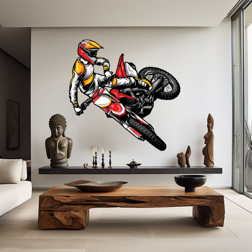 Motocross Wall Decal Dirt Bike Rider Wall Sticker Motorcycle Wall Decor Wall Stickers Nursery Bedroom Decor 037RS