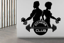 Load image into Gallery viewer, Fitness Wall Decal Gym Wall Decor Afro Girl and Boy Workout Wall Decal Afro American Motivational Wall Decal Afro Woman wall art vinyl 075LU