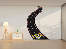 Load image into Gallery viewer, Large Racing Car Tire Checkered Flags Wall Decal Wheel F1 Decal Personalized Racing Car Flag Vinyl Wall Sticker-Boy Room 041RS