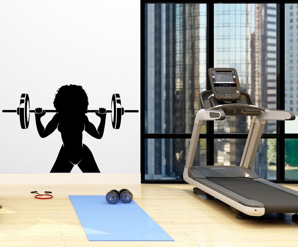 Afro American Fitness Wall Decal Afro Girl Workout Wall Decal Gym Wall Decor Motivational Quote Wall Decal Afro Woman wall art vinyl 078LU
