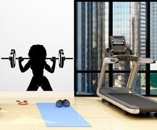 Load image into Gallery viewer, Afro American Fitness Wall Decal Afro Girl Workout Wall Decal Gym Wall Decor Motivational Quote Wall Decal Afro Woman wall art vinyl 078LU