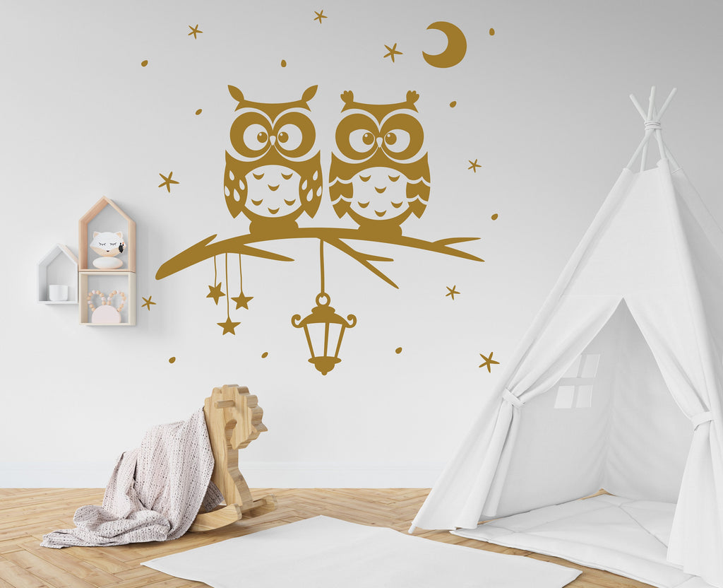 Owl on Tree wall decal Owl Wall Art Tattoo Sticker Bird Stickers Owl vinyl Wall Nature Vinyl Wall Decal Kids Bedroom Nursery Owl Mural 085LU