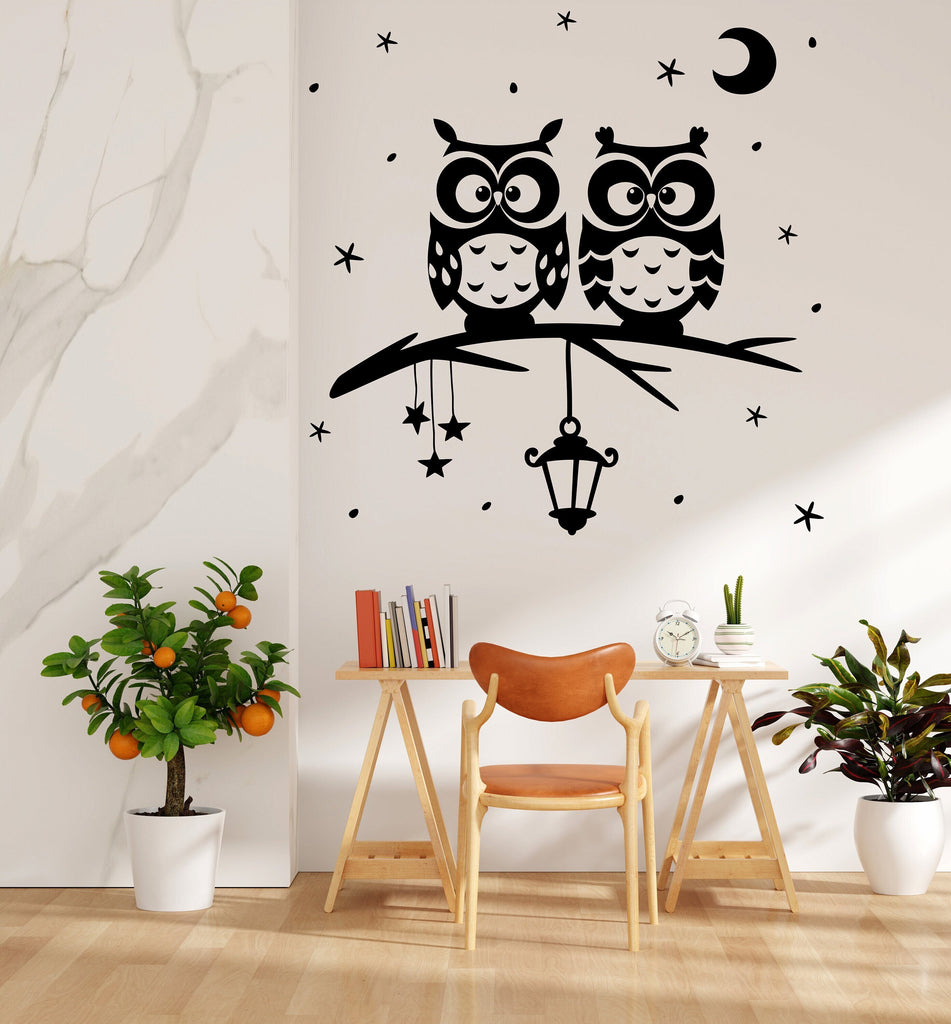 Owl on Tree wall decal Owl Wall Art Tattoo Sticker Bird Stickers Owl vinyl Wall Nature Vinyl Wall Decal Kids Bedroom Nursery Owl Mural 085LU