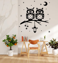 Load image into Gallery viewer, Owl on Tree wall decal Owl Wall Art Tattoo Sticker Bird Stickers Owl vinyl Wall Nature Vinyl Wall Decal Kids Bedroom Nursery Owl Mural 085LU