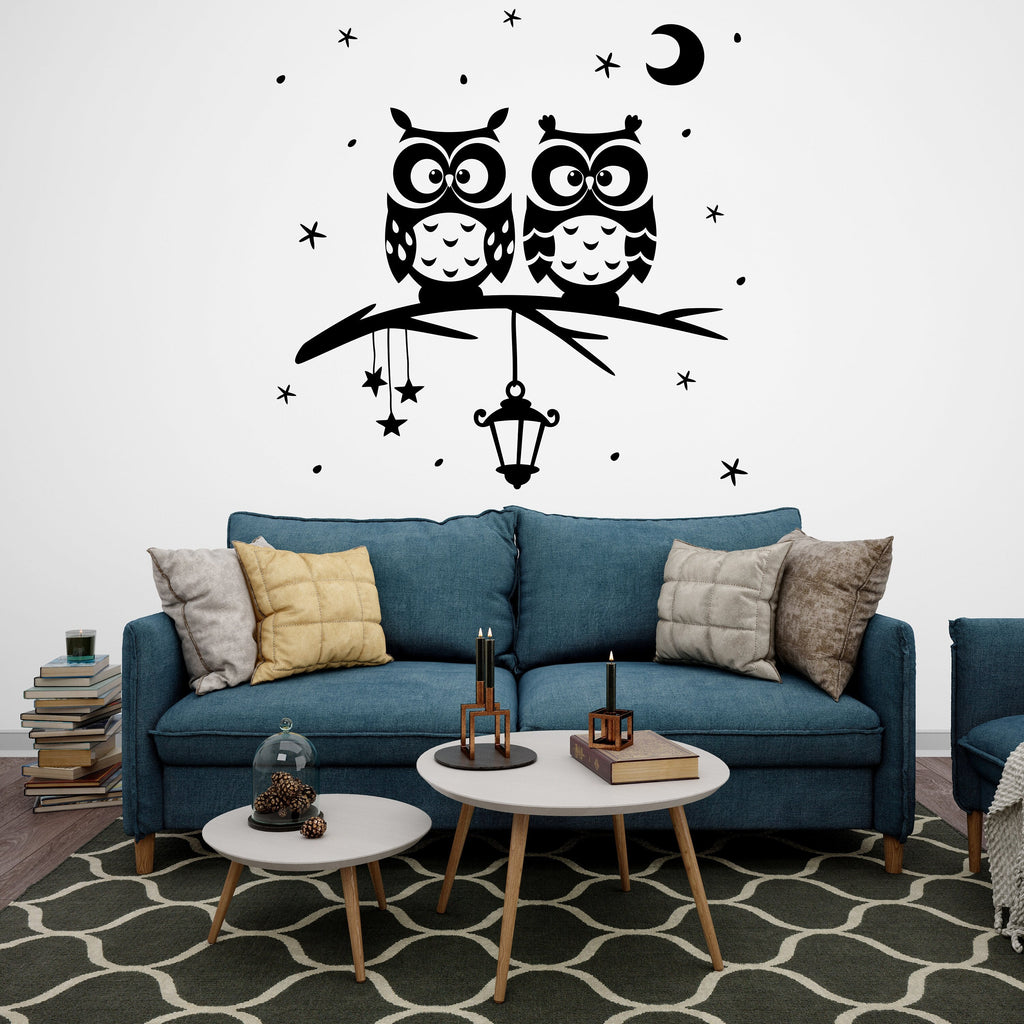 Owl on Tree wall decal Owl Wall Art Tattoo Sticker Bird Stickers Owl vinyl Wall Nature Vinyl Wall Decal Kids Bedroom Nursery Owl Mural 085LU
