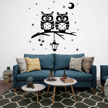 Load image into Gallery viewer, Owl on Tree wall decal Owl Wall Art Tattoo Sticker Bird Stickers Owl vinyl Wall Nature Vinyl Wall Decal Kids Bedroom Nursery Owl Mural 085LU