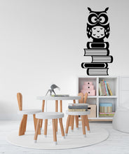 Load image into Gallery viewer, Library Owl Book Wall Decal, Library Vinyl Wall Art Decals, Education Decals, Kids Room Kids Gifts, Reading Room, Nurseries, Owl Decal 086LU