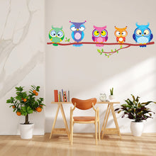 Load image into Gallery viewer, Owls on Tree Branch wall decal Owl Wall Art Sticker Bird Stickers Owl vinyl Wall Nature Vinyl Wall Decal Kids Room Nursery Owl Mural 087LU