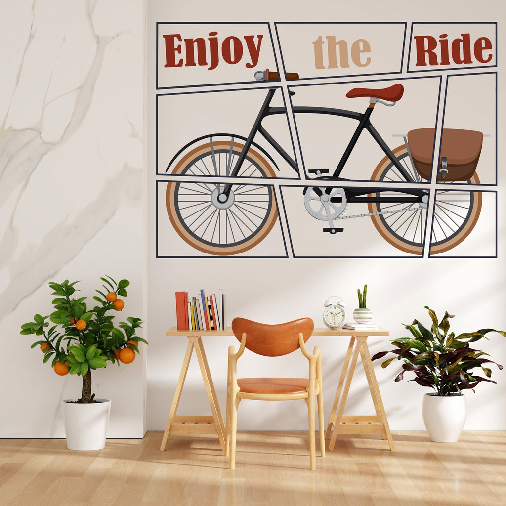 Bicycle wall decal, Bicycle wall art vinyl, Vintage bicycle decor, Retro wall art decal, living room wall decoration, cyclist gifts 008LU