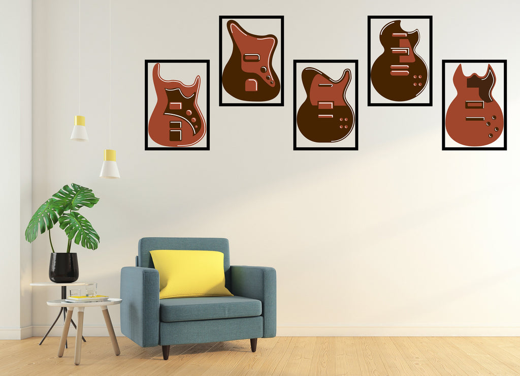 Guitar wall decal, Guitar wall sticker, Guitar wall art, Music gifts wall art, Music stylish decoration, Music studio wall vinyl decor 011LU